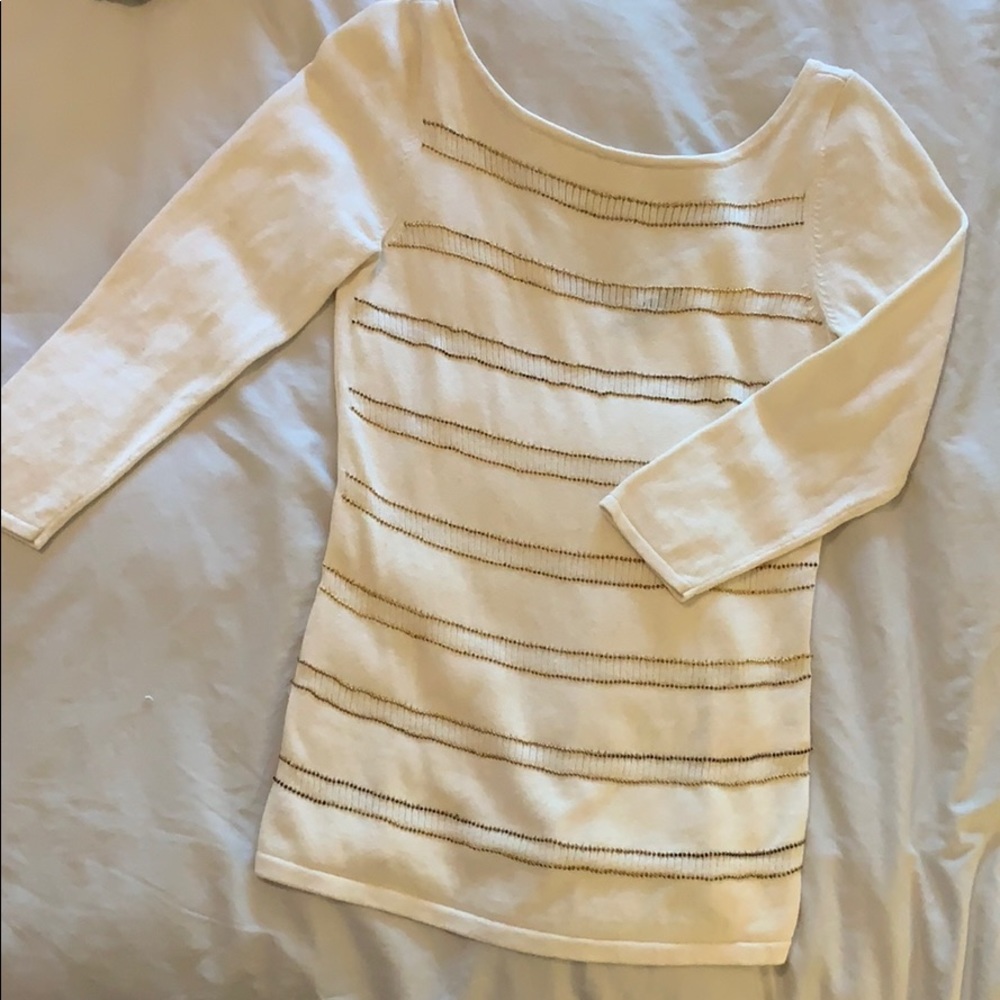 Armani exchange creme beaded sweater.